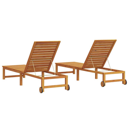 Solstol Reclining 2 pcs Brun 202 x 53 x 89 cm Massivt Akaciaträ