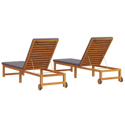 Solstol Reclining 2 pcs Brun 202 x 53 x 89 cm Massivt Akaciaträ