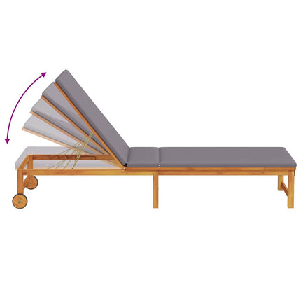 Solstol Reclining 2 pcs Brun 202 x 53 x 89 cm Massivt Akaciaträ