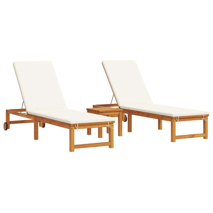 Solstol Reclining 3 pcs Brun Massivt Akaciaträ
