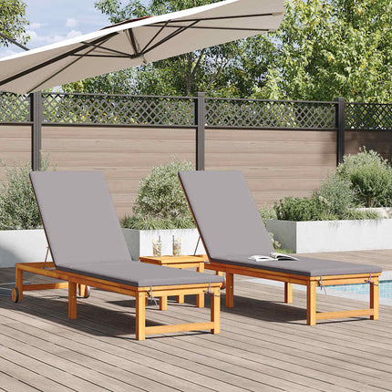 Solstol Reclining 3 pcs Brun Massivt Akaciaträ