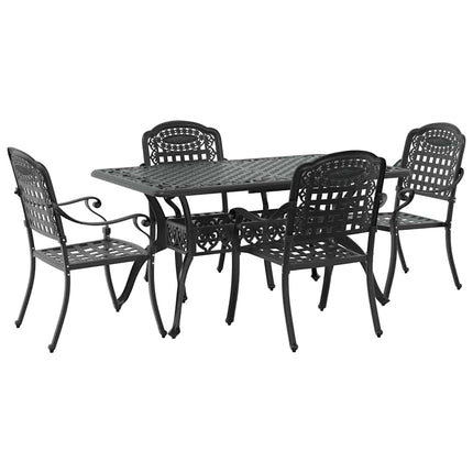 Trädgårdsmöbelset 5 pcs Svart Aluminium