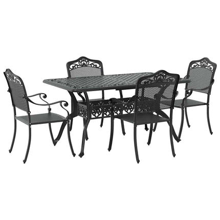 Trädgårdsmöbelset 5 pcs Svart Aluminium
