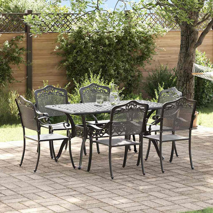 Trädgårdsmöbelset 7 pcs Svart Aluminium