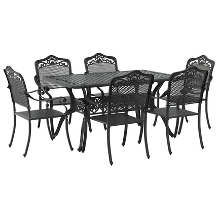 Trädgårdsmöbelset 7 pcs Svart Aluminium