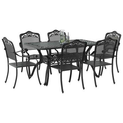 Trädgårdsmöbelset 7 pcs Svart Aluminium