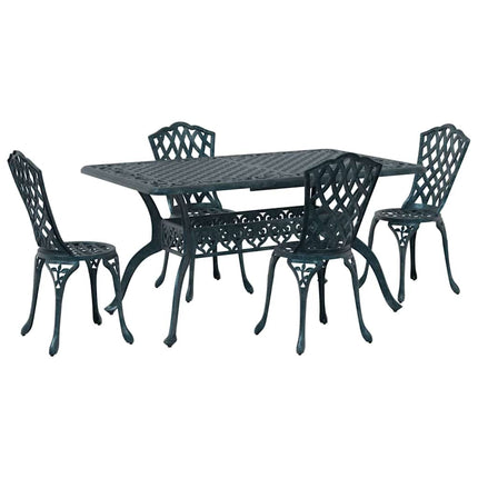 Trädgårdsmöbelset 5 pcs Grön Aluminium