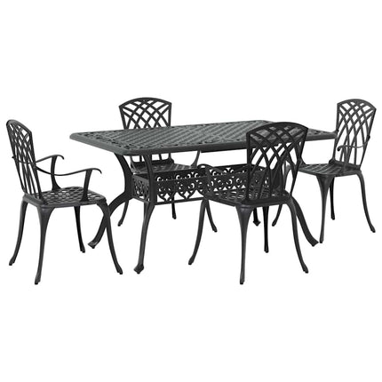 Trädgårdsmöbelset 5 pcs Svart Aluminium
