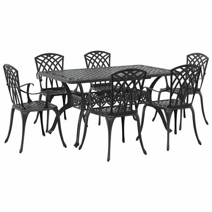 Trädgårdsmöbelset 7 pcs Svart Aluminium