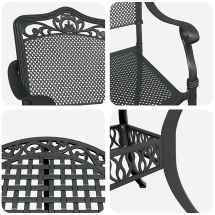 Trädgårdsmöbelset 5 pcs Svart Aluminium