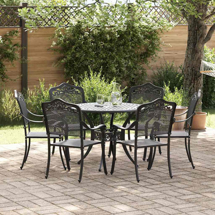 Trädgårdsmöbelset 7 pcs Svart Aluminium