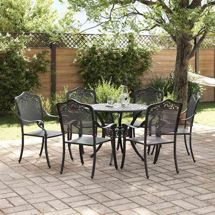Trädgårdsmöbelset 7 pcs Svart Aluminium