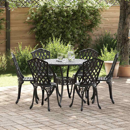 Trädgårdsmöbelset 7 pcs Svart Aluminium
