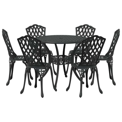 Trädgårdsmöbelset 7 pcs Svart Aluminium
