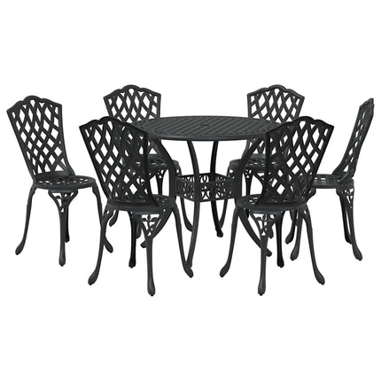 Trädgårdsmöbelset 7 pcs Svart Aluminium