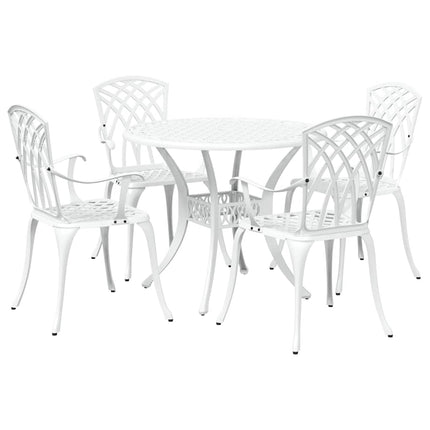 Trädgårdsmöbelset 5 pcs Vit Aluminium