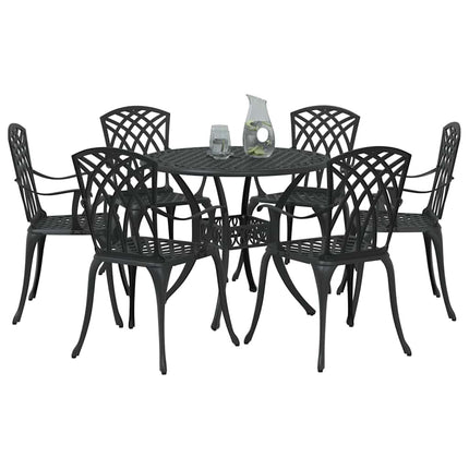 Trädgårdsmöbelset 7 pcs Svart Aluminium