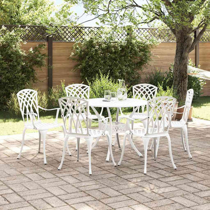 Trädgårdsmöbelset 7 pcs Vit Aluminium