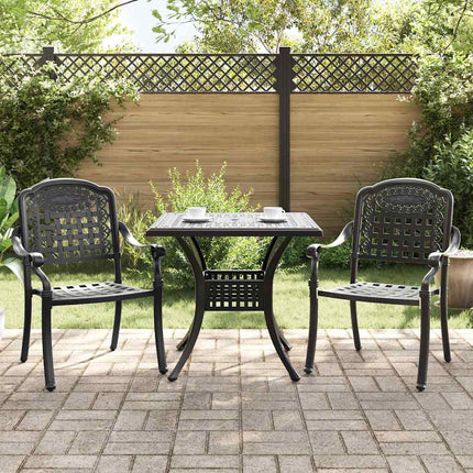 Trädgårdsbord Set 3 pcs Svart Gjutet Aluminium