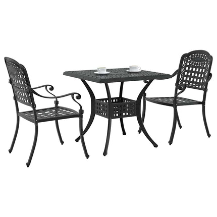Trädgårdsbord Set 3 pcs Svart Gjutet Aluminium