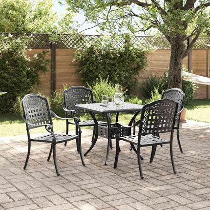 Trädgårdsbord Set 5 pcs Svart Gjutet Aluminium