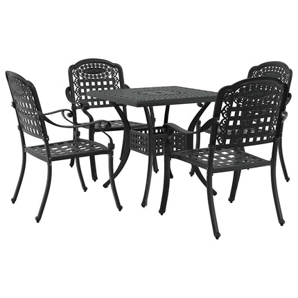 Trädgårdsbord Set 5 pcs Svart Gjutet Aluminium