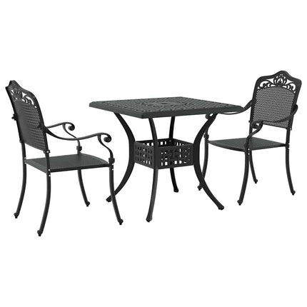Trädgårdsbord Set 3 pcs Svart Gjutet Aluminium