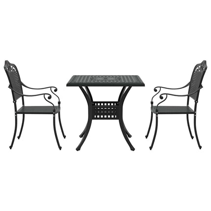 Trädgårdsbord Set 3 pcs Svart Gjutet Aluminium