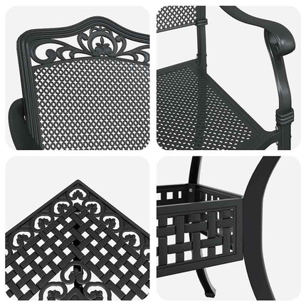 Trädgårdsbord Set 5 pcs Svart Gjutet Aluminium