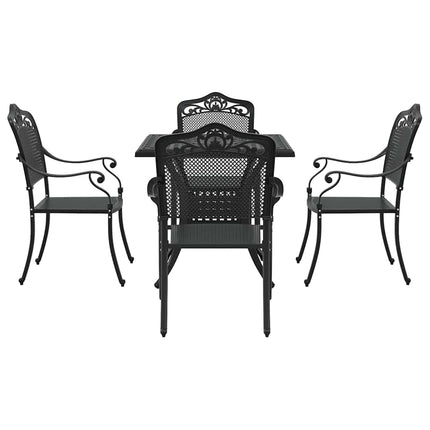Trädgårdsbord Set 5 pcs Svart Gjutet Aluminium