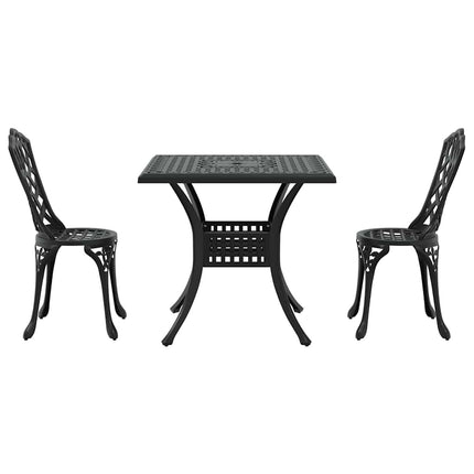 Trädgårdsbord Set 3 pcs Svart Gjutet Aluminium
