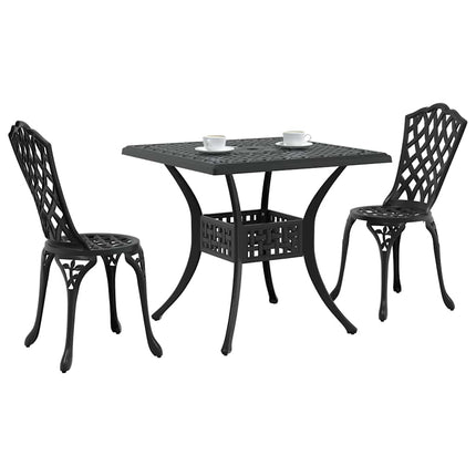 Trädgårdsbord Set 3 pcs Svart Gjutet Aluminium