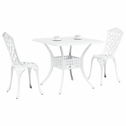 Trädgårdsbord Set 3 pcs Vit Gjutet Aluminium