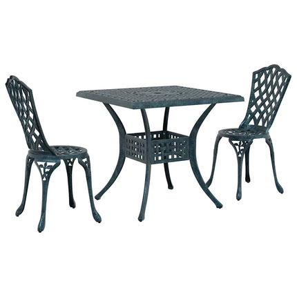 Trädgårdsbord Set 3 pcs Grön Gjutet Aluminium