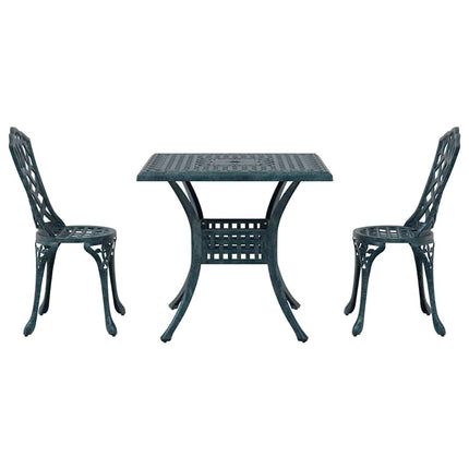 Trädgårdsbord Set 3 pcs Grön Gjutet Aluminium
