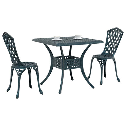 Trädgårdsbord Set 3 st Grön Gjutet Aluminium