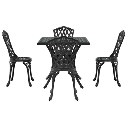 Trädgårdsbord Set 5 pcs Svart Gjutet Aluminium