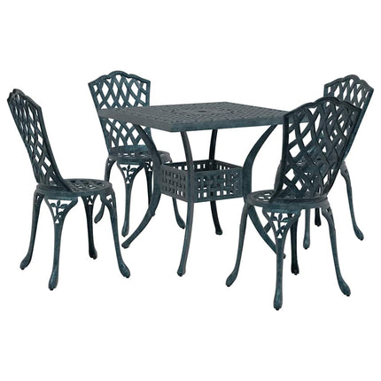 Trädgårdsbord Set 5 pcs Grön Gjutet Aluminium