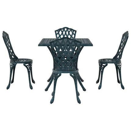 Trädgårdsbord Set 5 pcs Grön Gjutet Aluminium