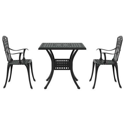 Trädgårdsbord Set 3 pcs Svart Gjutet Aluminium
