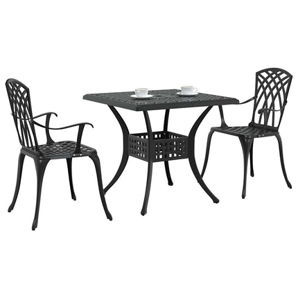 Trädgårdsbord Set 3 pcs Svart Gjutet Aluminium