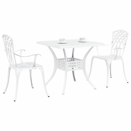 Trädgårdsbord Set 3 pcs Vit Gjutet Aluminium