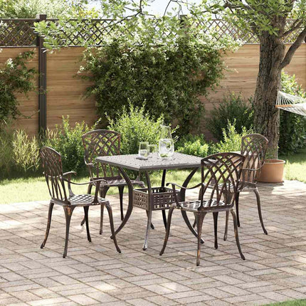 Trädgårdsbord Set 5 pcs Brons Gjutet Aluminium