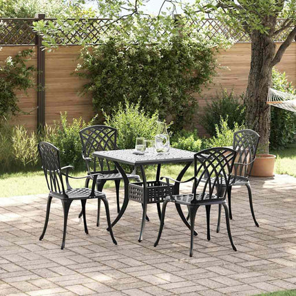 Trädgårdsbord Set 5 pcs Svart Gjutet Aluminium