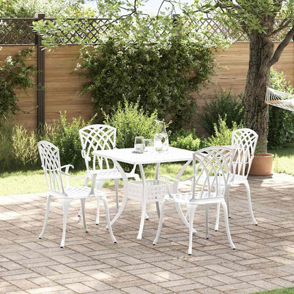 Trädgårdsbord Set 5 pcs Vit Gjutet Aluminium