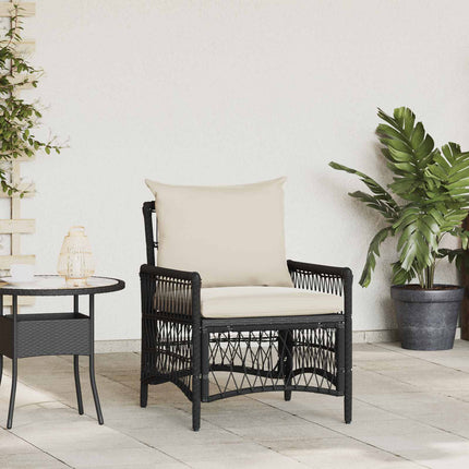 Trädgård Stol med kudde Svart 73 x 61 x 77 cm konstrotting