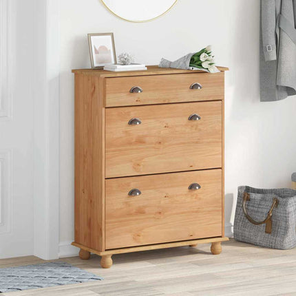Skoskåp med låda ASKIM Brun 85 x 35 x 108 cm Massiv furu