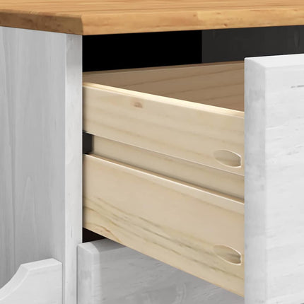 Förvaringsbänk med låda ASKIM Vit 100 x 39 x 62 cm Massiv furu