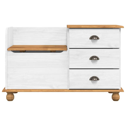 Förvaringsbänk med låda ASKIM Vit 100 x 39 x 62 cm Massiv furu