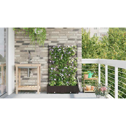 Trädgårdsplanterare 2 st Brun 80 x 40 x 125,5 cm PP